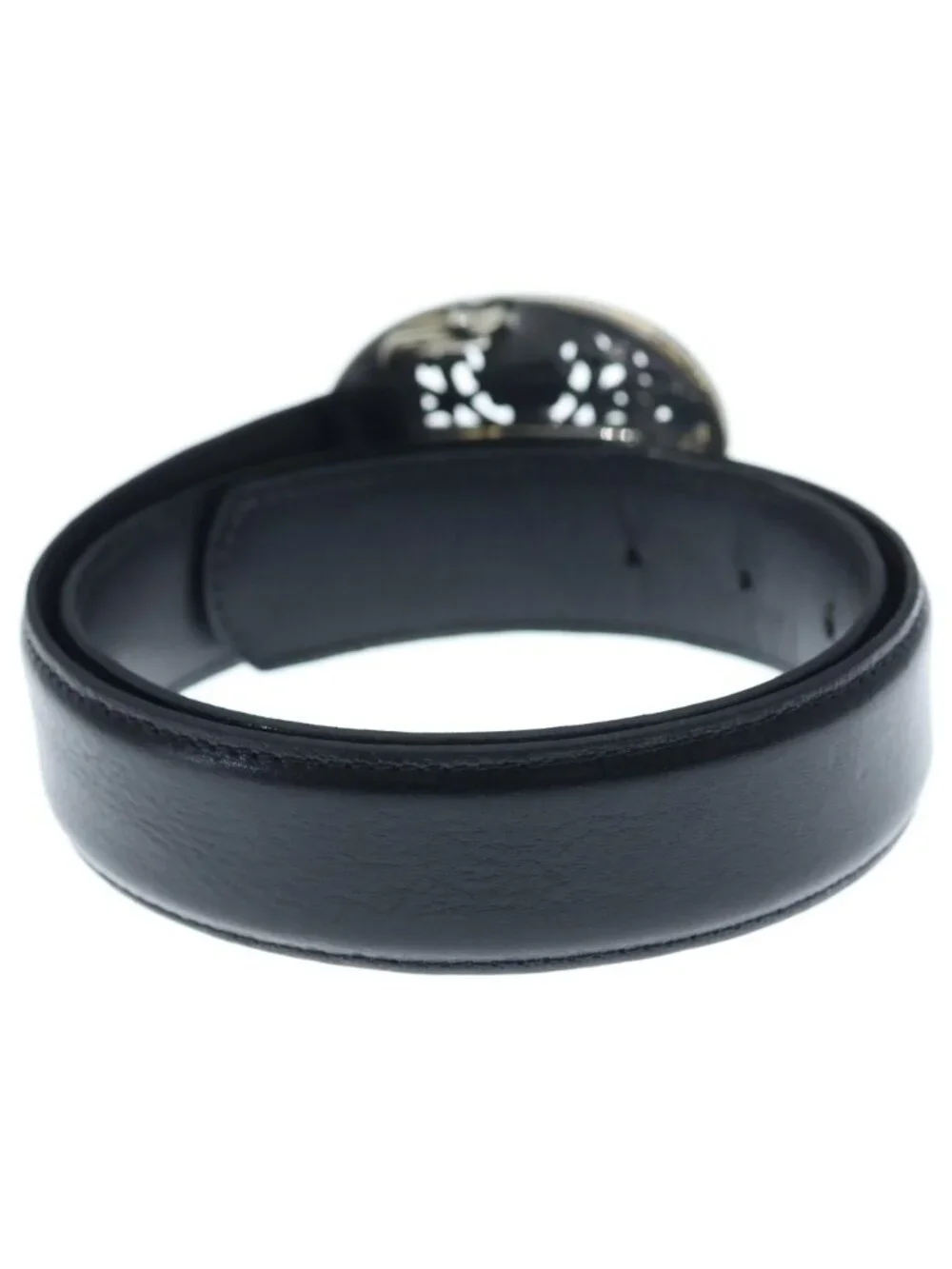 Chrome Hearts Buckle Oval Cross Leather Strap Integrated Shape Silver Belt